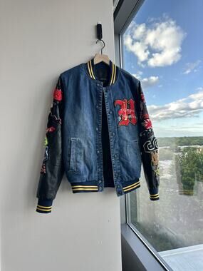 Decibel Varsity Hustler Denim Jacket Men's Size S